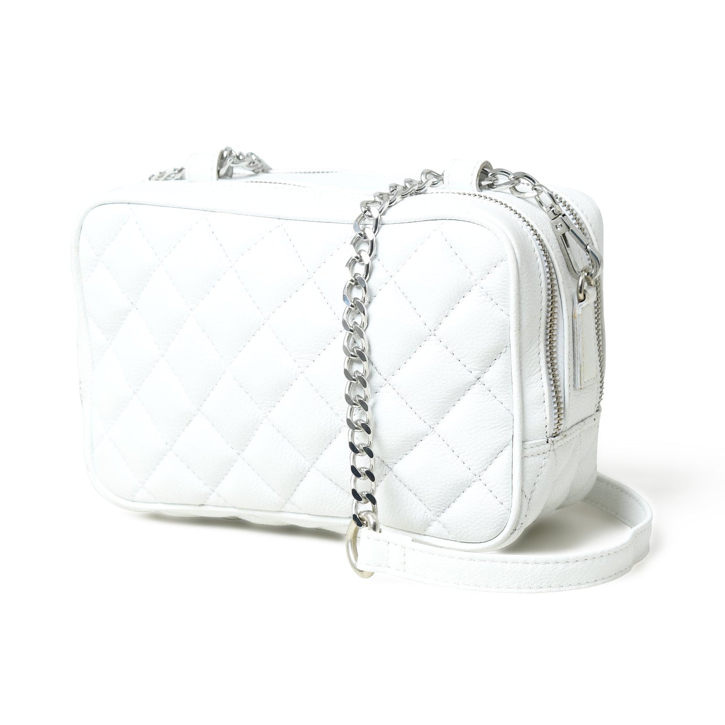 Mini Quilted Crossbody Bag, White