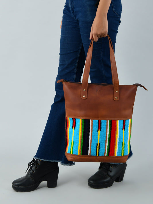 Multicoloured Leather Tote Bag