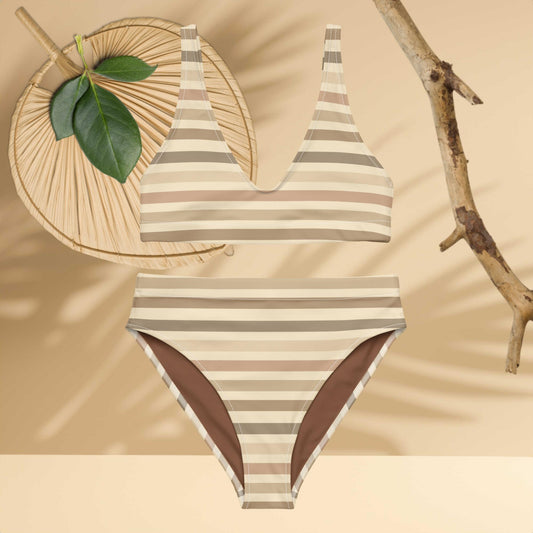 Boho Striped high-waisted bikini