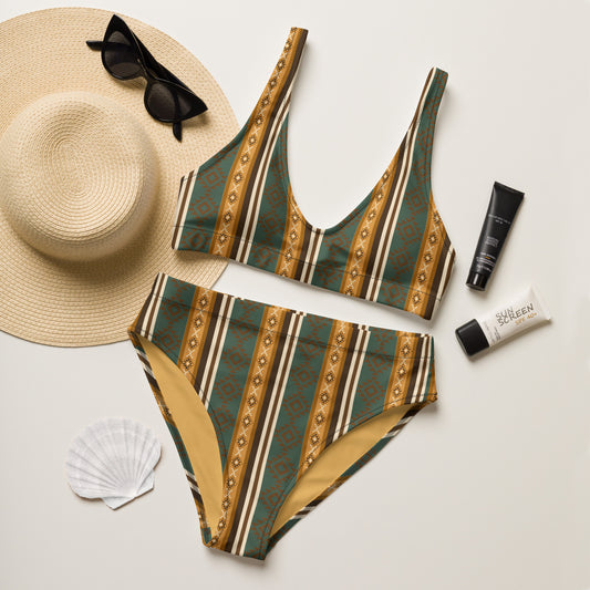 Cocoa Aztec Printed high-waisted bikini