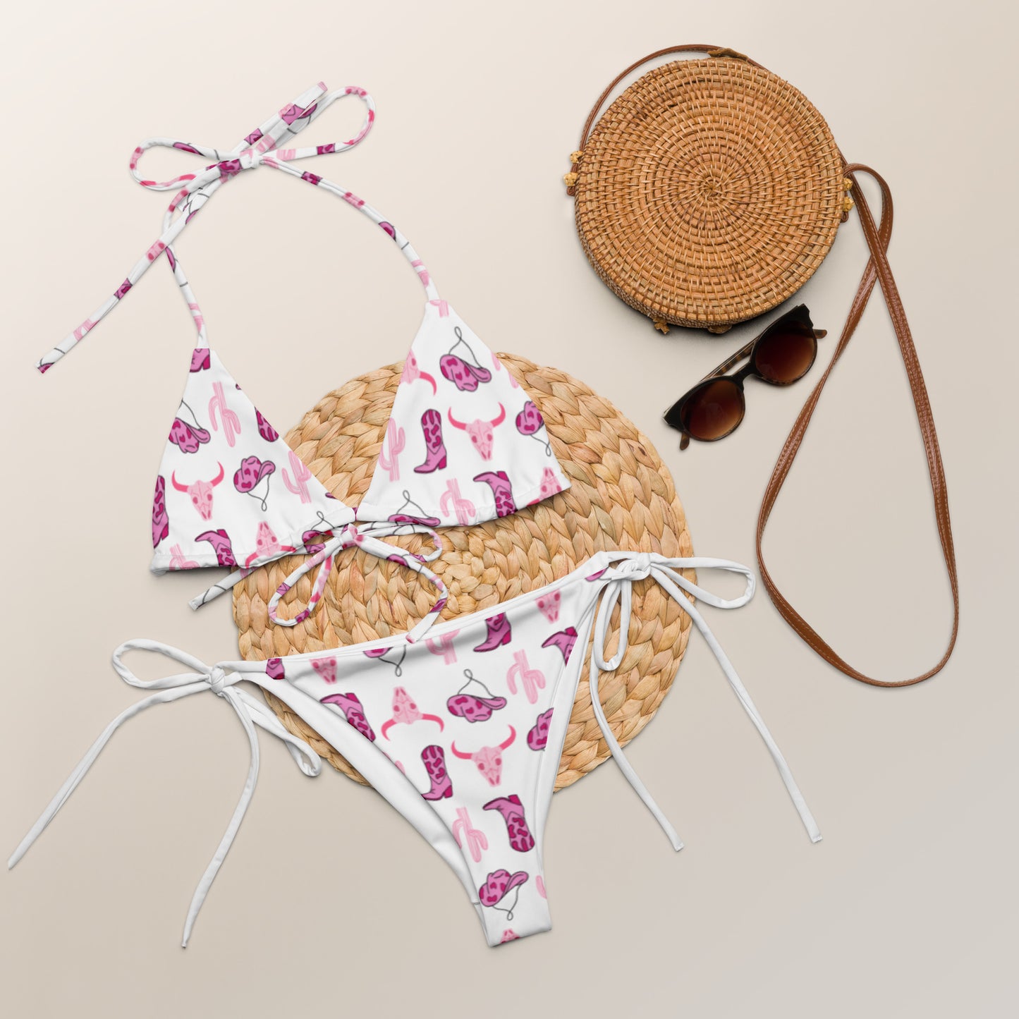 Flirty Pink Cowgirl String Bikini