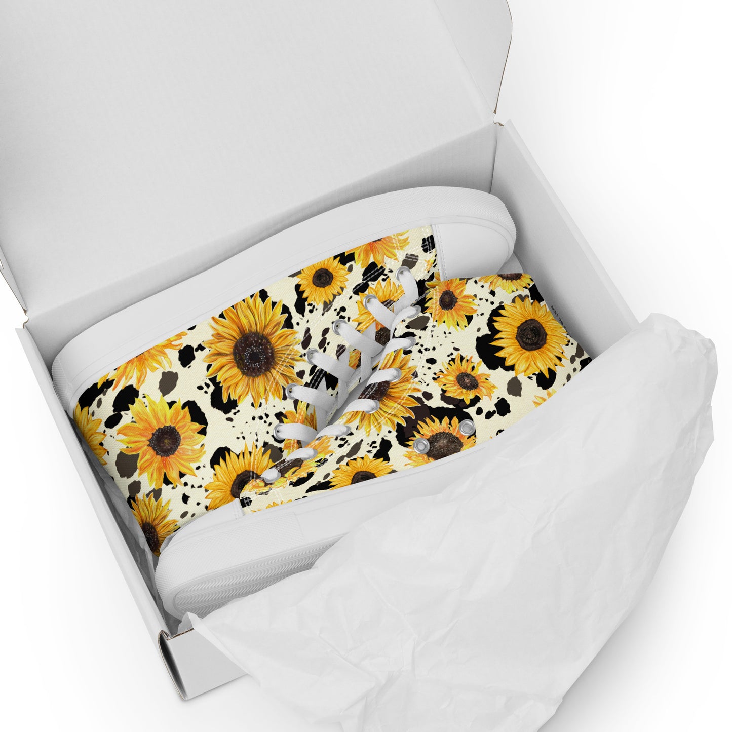 Women’s "Sunflower Hoofprint" High Top Canvas Sneakers