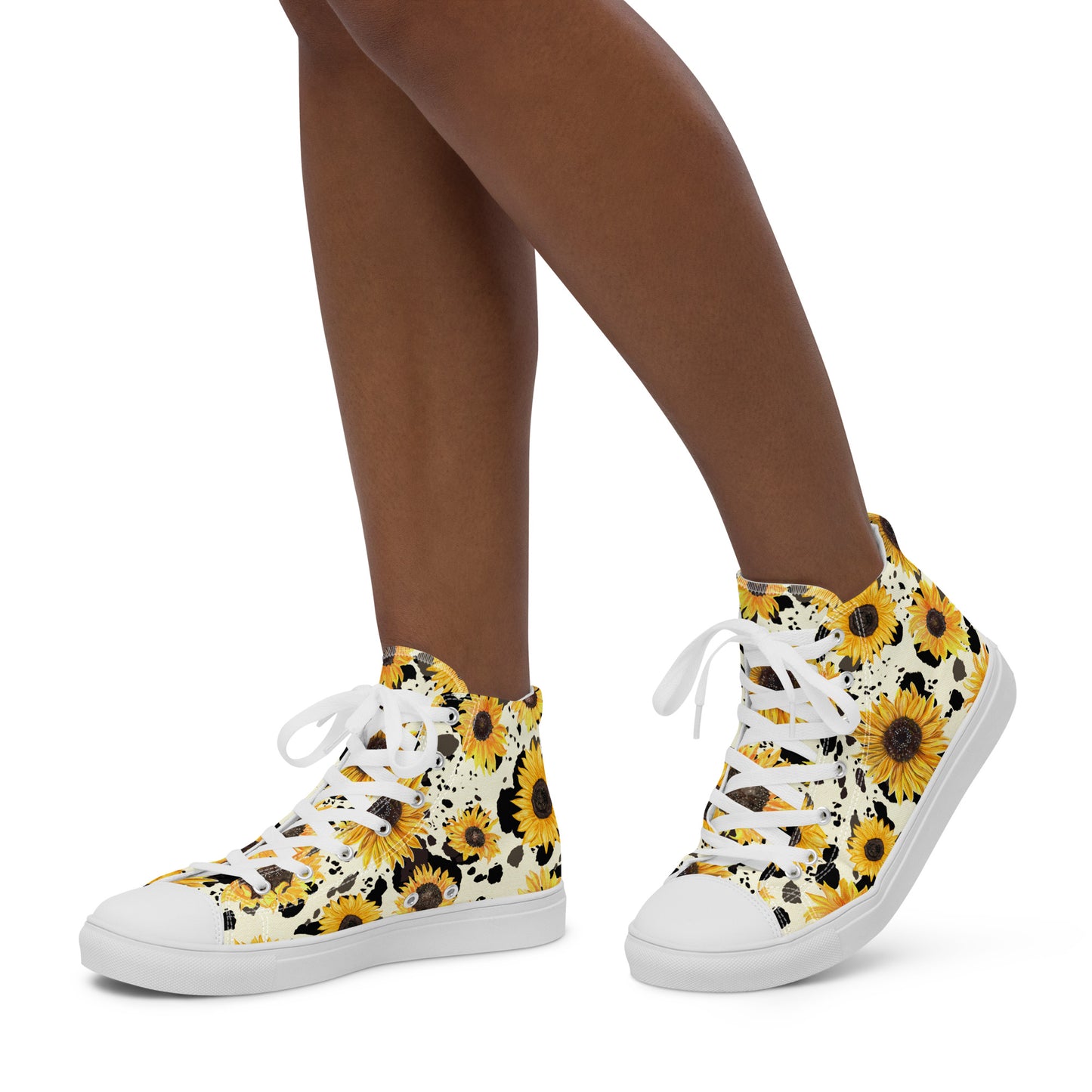 Women’s "Sunflower Hoofprint" High Top Canvas Sneakers