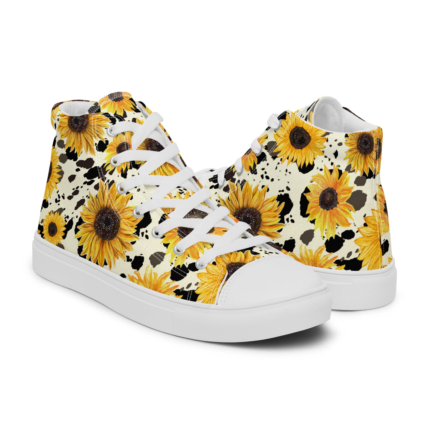 Women’s "Sunflower Hoofprint" High Top Canvas Sneakers